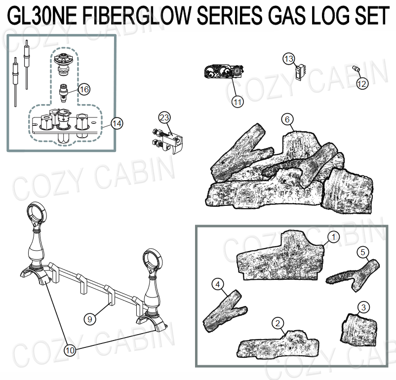 FIBERGLOW SERIES GAS LOG SET (GL30NE)  #GL30E